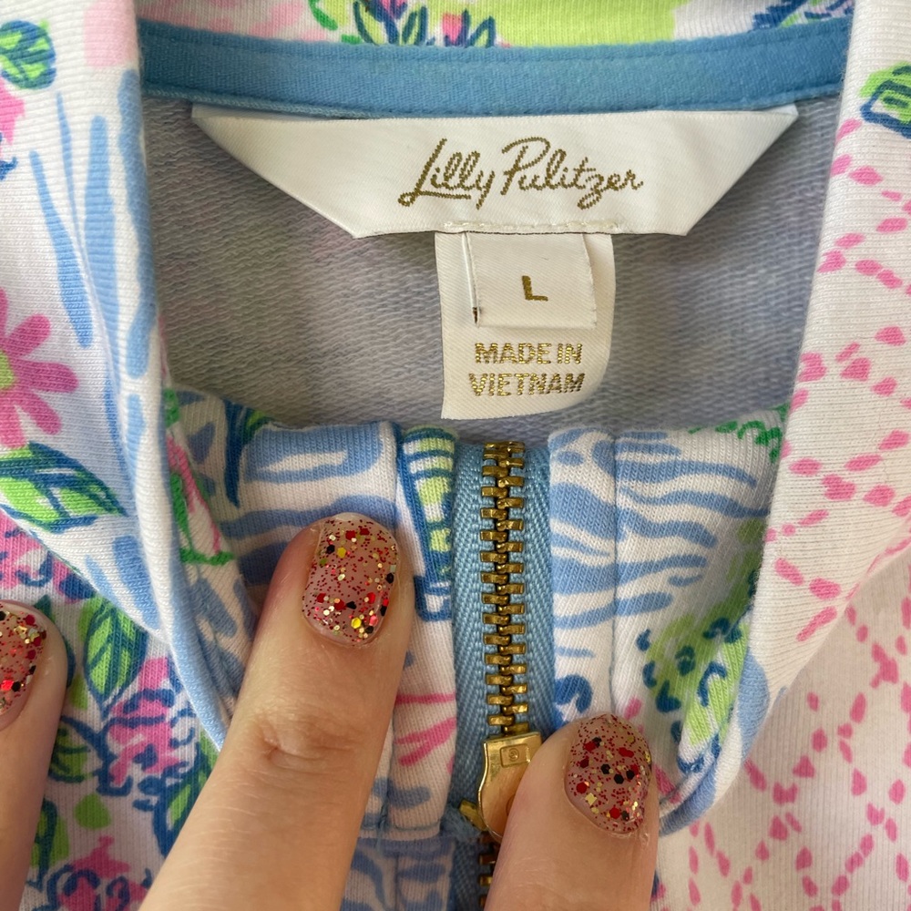 Lilly Pulitzer Floral Quarter-Zip Top - Picture 3 of 3